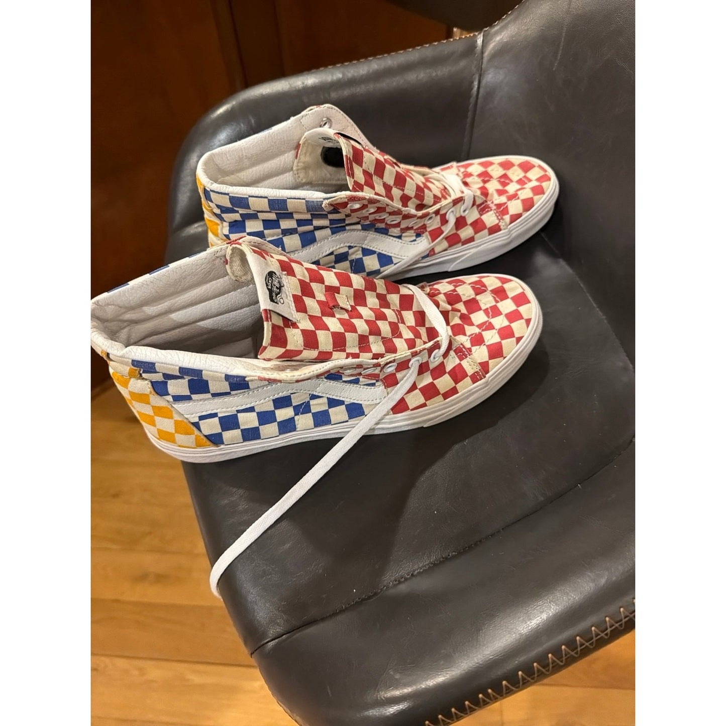 Men’s Vans SK8-Hi Checkerboard Multicolor – Size 11 – Retro Style