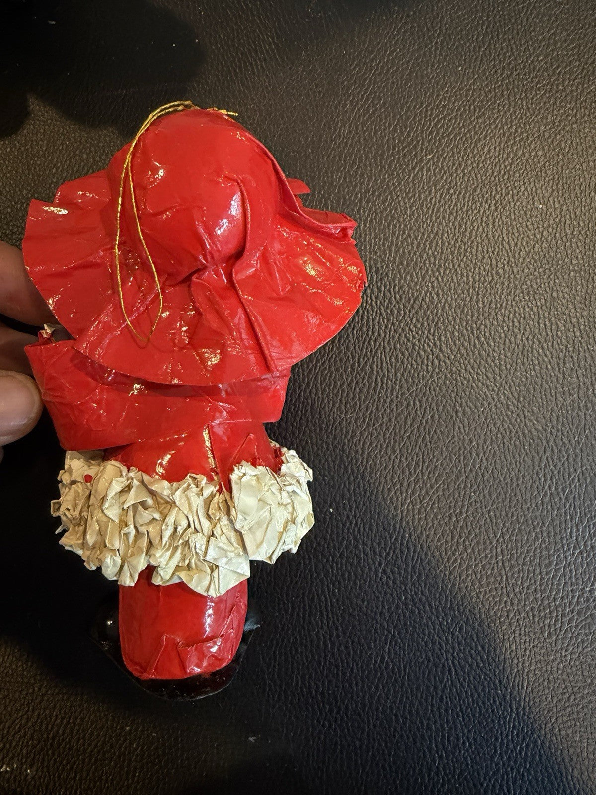 Vintage Crinkle Paper Christmas Ornaments Lot 3 Caroler Santa Elf Japan 7"