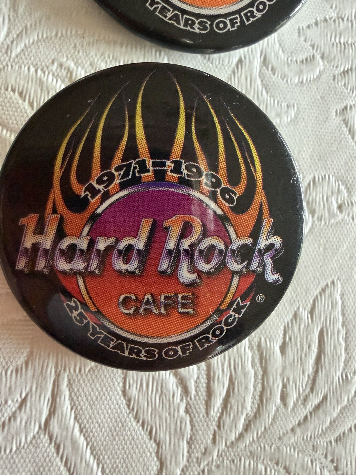 Vintage Hard Rock Cafe 25 Years of Rock 1971 1996 Pinback Buttons Lot of 4 HRC