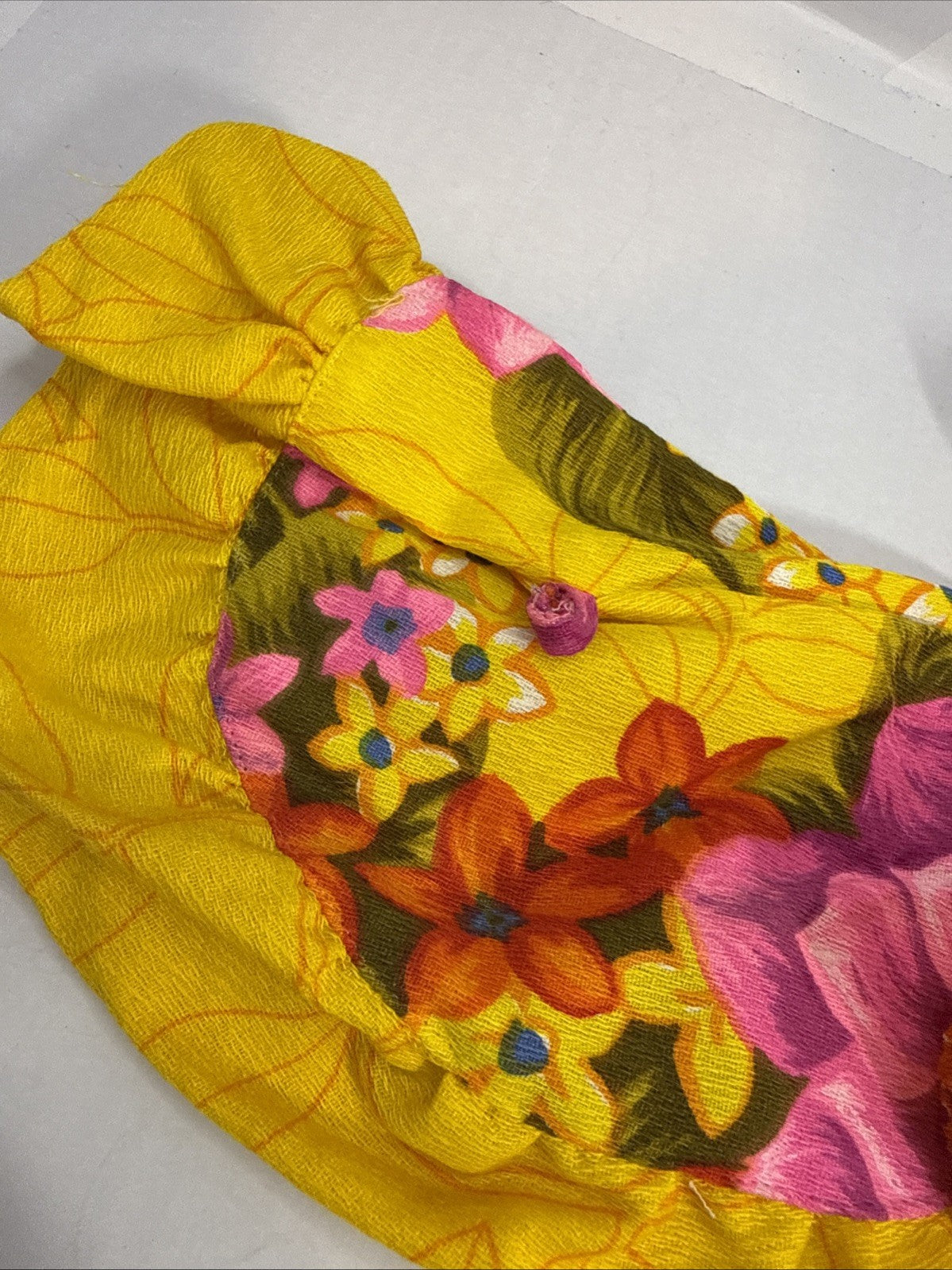 Vintage 1970s Barbie Doll Floral Yellow Housecoat Brunch Gown Outfit