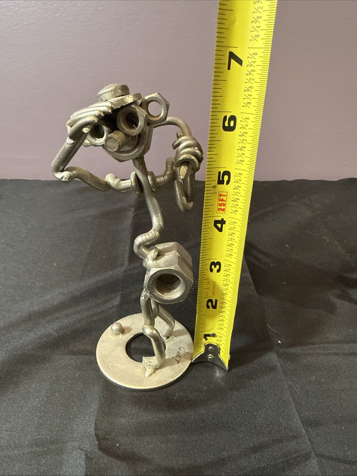 Vintage Nuts and Bolts Handmade Sculpted Metal Golfer Figurine, Set Of 2