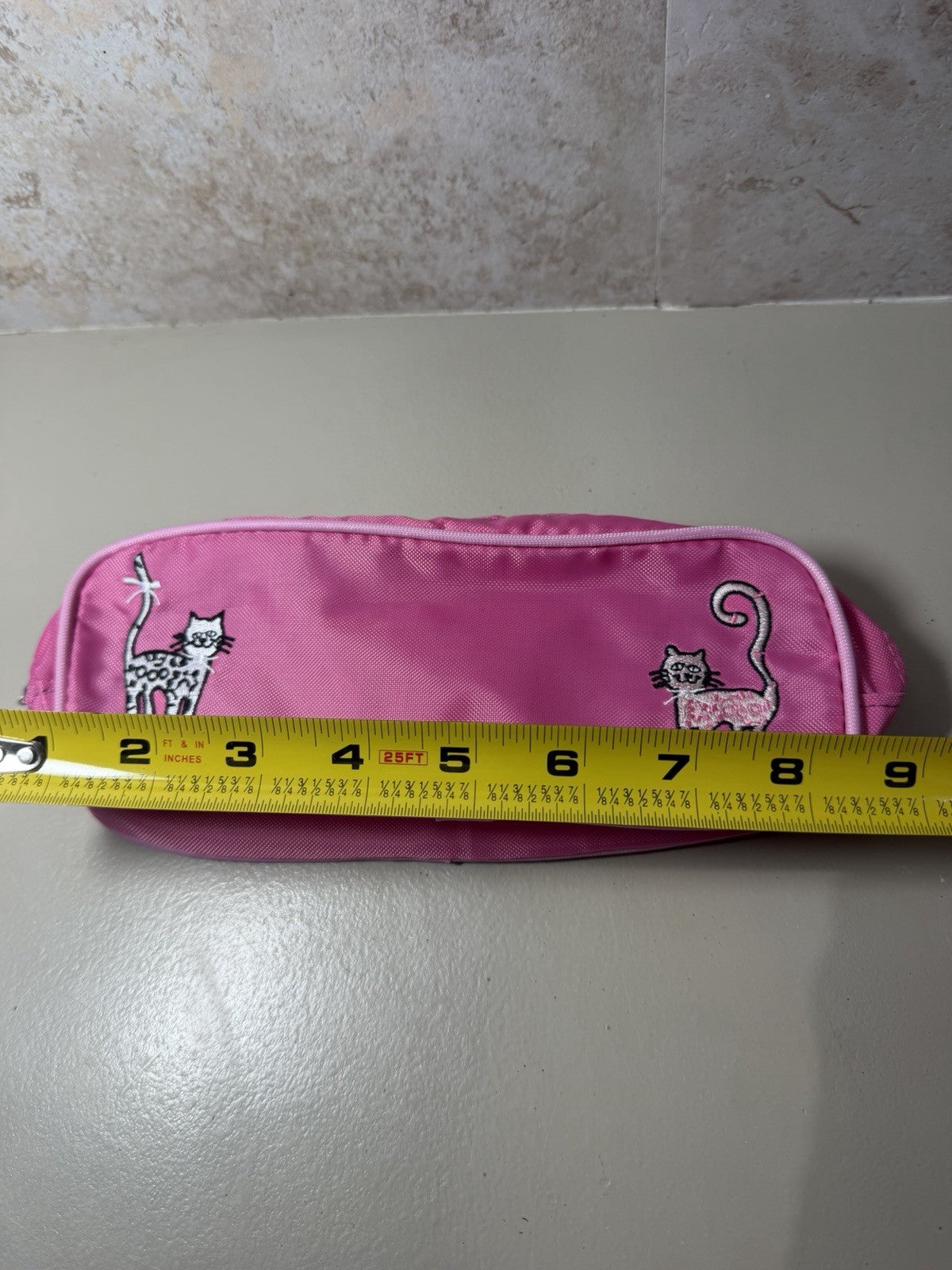 NWT Lillian Vernon Pink Leopard Cats Pencil Case Cosmetic Bag Lot of 2 Zip Pouch