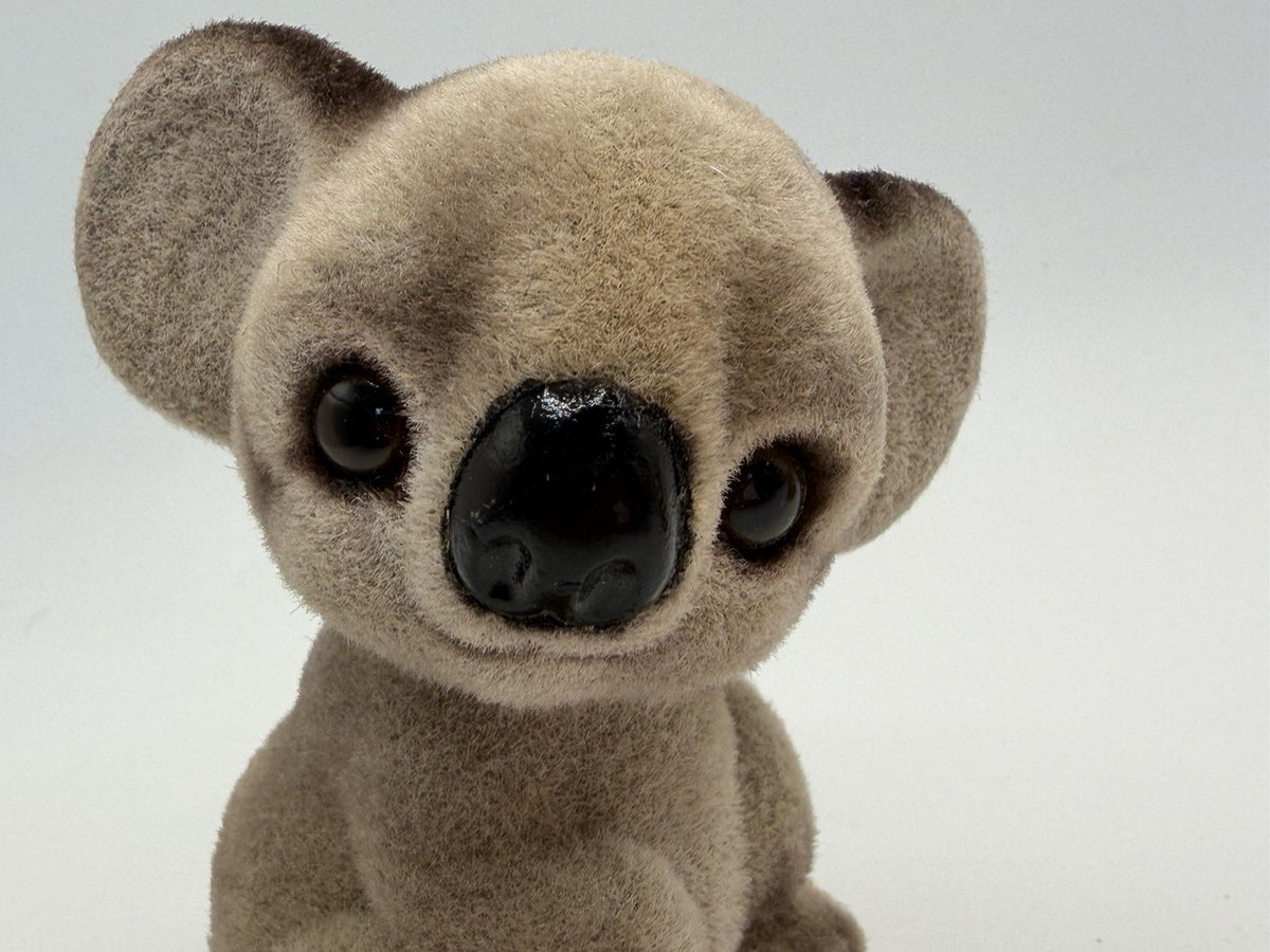 Vintage Josef Originals Japan Flocked Koala Bear Figurine & Squeeze-clip Koala