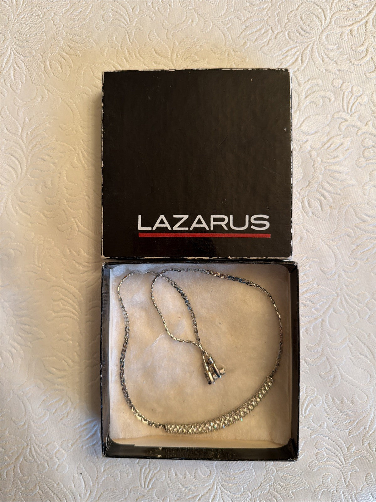 Signed Swarovski Crystal Swan Hallmarked Deluxe Necklace Rhodium Plated Chain