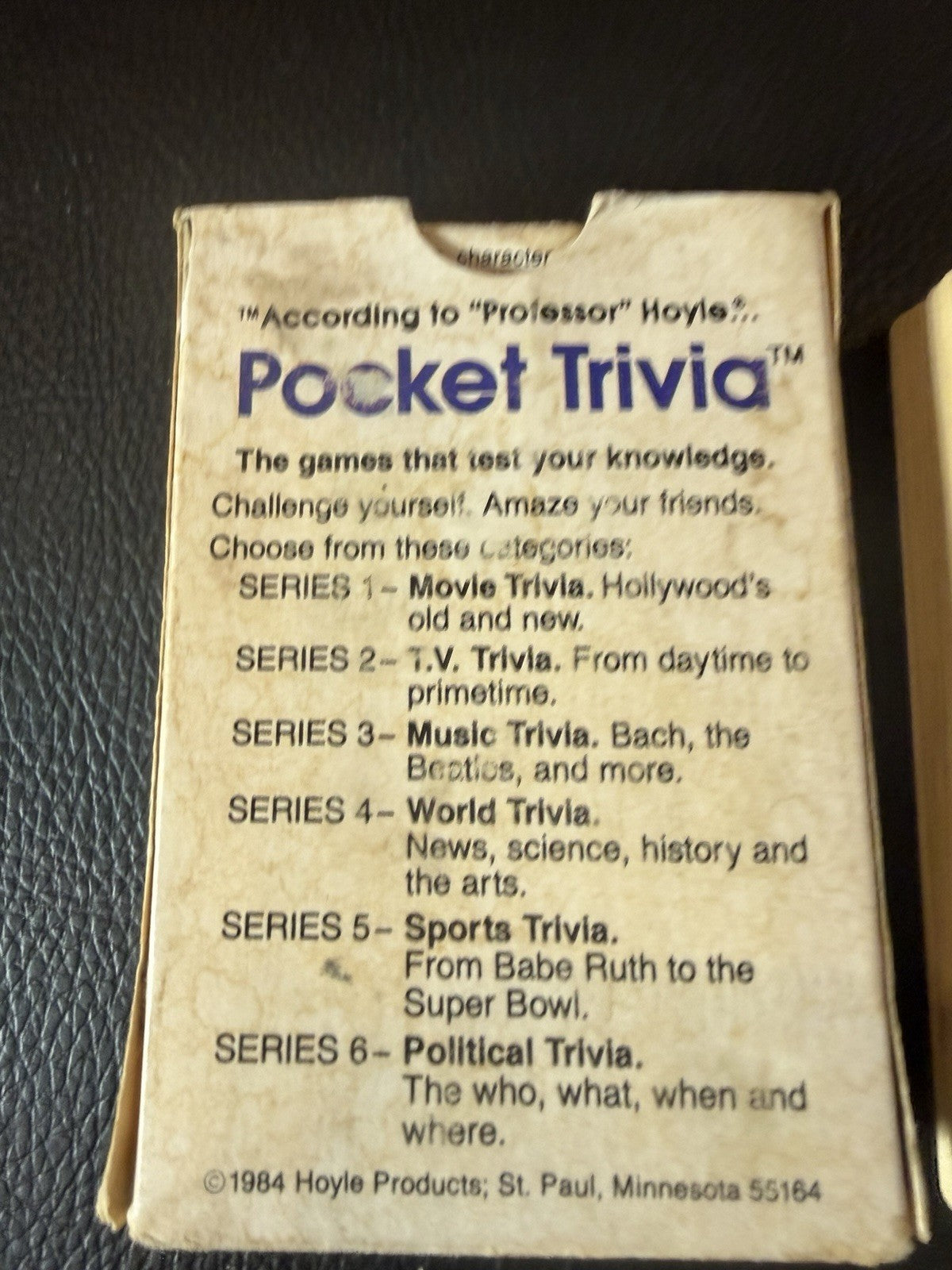 Vintage 1984 Hoyle Pocket Trivia Music Series 3 World Series 4 Card Games Lot 2